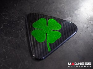  Alfa Romeo Stelvio Quadrifoglio (QV) Fender Badge Cover Set - Carbon Fiber - Green Clover